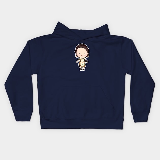 Cute Modern Chinese Woman Cartoon Character Kids Hoodie by SLAG_Creative